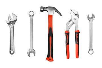 Set of tools isolated on white background