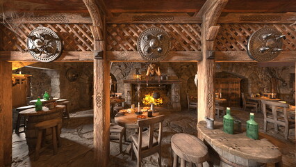 木の内装のバー