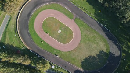 vertical rotation Race track europe germany. Gorgeous aerial view flight drone