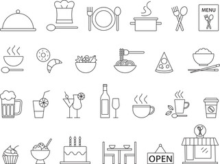 Vector restaurant outline icons set 1 - 569680981