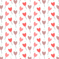 Pattern red and brown simple balloons. Happy Valentine's Day. White background. Vector illustration