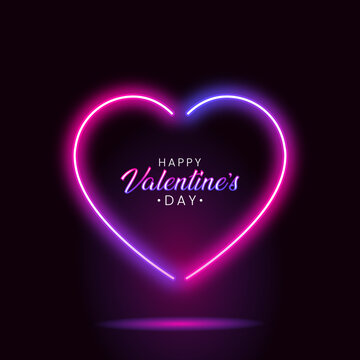 Valentine's Day Neon Glowing Heart vector design