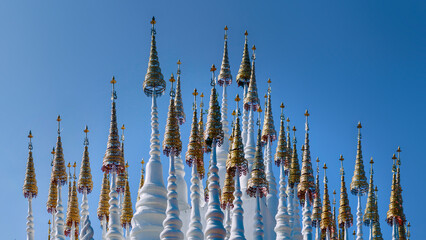 Detail of white temple named Wat Pong Sunan in Phrae, Thailand - 569681561