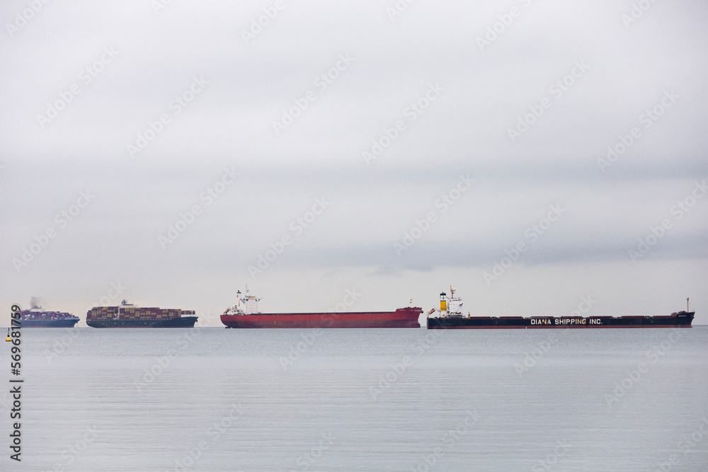 Wall mural cargo ship in port