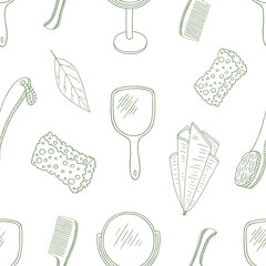 vector seamless pettern with personal care items
