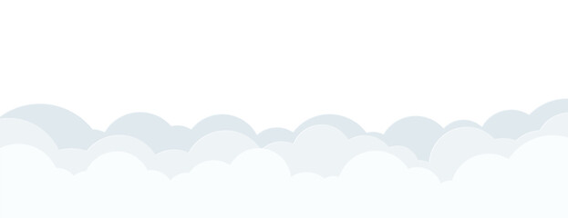 Paper cut flat style clouds on a transparent background. Simple cartoon clouds banner design. Vector illustration