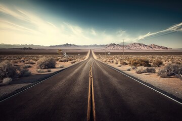 Fototapeta premium Illustration of a road in the desert - Created with generative Ai