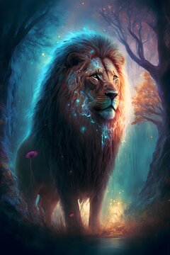 Lions digital arts AI generated