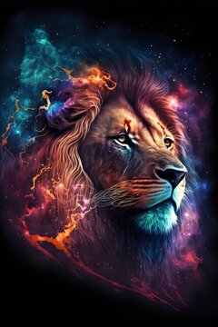 Lions digital arts AI generated