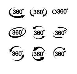 Set of 360 Degree View Vector Icons for Your Design. Vector