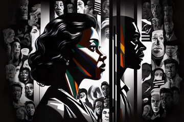 Fototapeta na wymiar Black History Month. Design, background, graphic, illustration. Generative AI