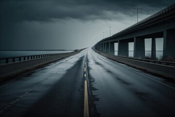 Highway near the ocean - Created with Generative Ai