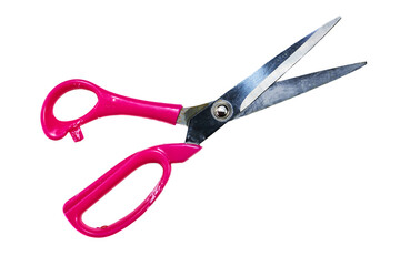 pink scissors isolated on white background