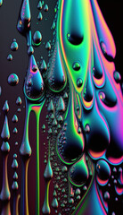 Flowing soothing neon colored metallic liquid. Generative AI.