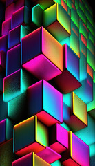 Soothing neon RGB glow cube square pattern. Generative AI.