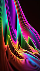 Neon colors 3D soothing colorful trippy pattern. Generative AI.