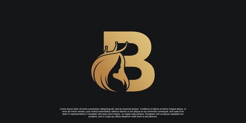 Letter logo B with beauty unique concept Premium Vector