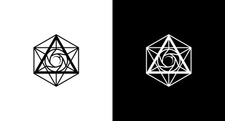 Hexagon logo diagram monogram black and white icon illustration style Designs templates