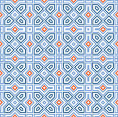 Abstract arabesque seamless pattern with flourish asian motif. Linear floral ornamental texture. Artistic geometric line backdrop in arab orient style.