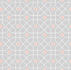 Abstract geometric line seamless white pattern. Arabesque tile texture in asian decor style