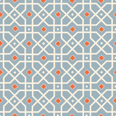 Abstract geometric line seamless white pattern. Arabesque tile texture in asian decor style