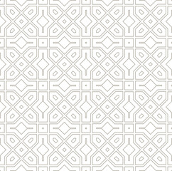 Abstract geometric line seamless white pattern. Arabesque tile texture in asian decor style