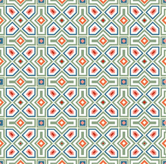 Fototapeta na wymiar Abstract geometric shape and diagonal line seamless pattern. Arabesque tile texture in asian decor style