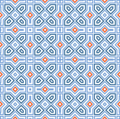 Abstract geometric shape and diagonal line seamless pattern. Arabesque tile texture in asian decor style