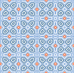 Abstract geometric shape and diagonal line seamless pattern. Arabesque tile texture in asian decor style
