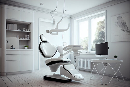 Interior of room with medical equipment in dental clinic