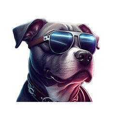 Generative AI - Staffordshire terrier, dog wearing sunglasses