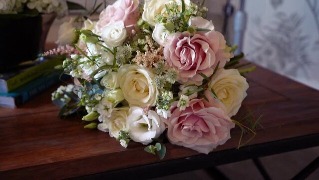 bouquet of flowers, wedding flowers, roses, 4k wedding flowers