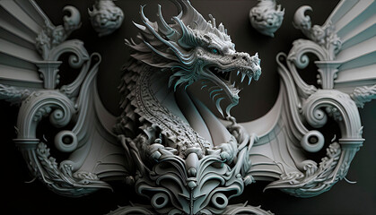 chinese dragon statue on the wall