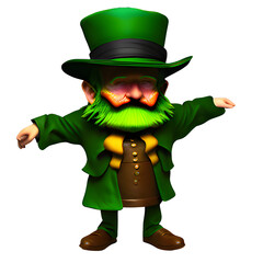 Fototapeta premium Isolated whimsical leprechaun with a green beard and suit created with generative ai