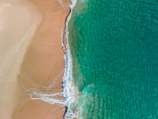New Zealand coast line on a summers day from the sky