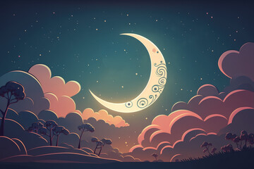 Obraz na płótnie Canvas lovely moon in the sky. Generative AI