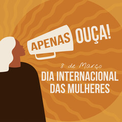 Modelo de ilustração do Dia Internacional da Mulher com fundo abstrato laranja - obrazy, fototapety, plakaty