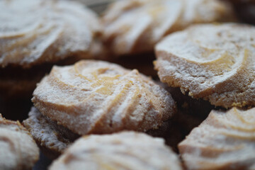 Biscoitos amantegados na confeitaria uruguaya