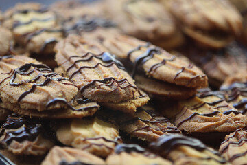 Biscoitos amantegados na confeitaria uruguaya