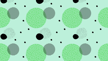 Colorful abstract organic shape seamless pattern illustration in retro style. Trendy primary color background with creative drawing. 
