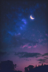 Fototapeta na wymiar Night sky with crescent moon generative AI
