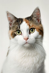 Cat in the foreground with the white background. ia generate