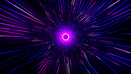 Obraz premium Motion graphic of flying into digital technologic tunnel. 3D render. Abstract digital background. Data flow information. Technology tunnel.