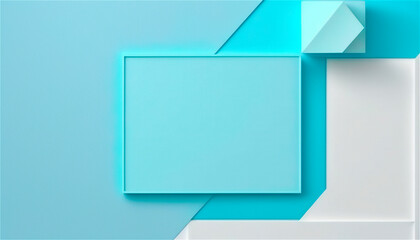 Pastel blue empty paper texture background template, banner for advertising. Rectangular geometric shapes. Copy space. space for text. AI generated.