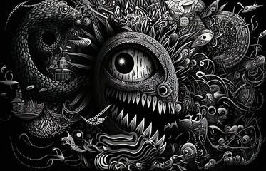 Monster abstract made with Ai generative technology
