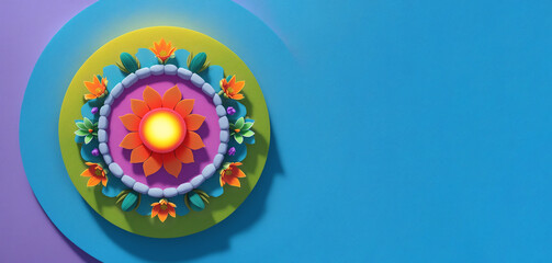 Colorful floral symbol of Spring Equinox, Generative AI illustration