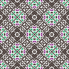 Vector geometric ornament in ethnic style. Seamless pattern with  abstract shapes, repeat tiles. Repeating pattern for decor, textile and fabric.