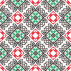 Vector geometric ornament in ethnic style. Seamless pattern with  abstract shapes, repeat tiles. Repeating pattern for decor, textile and fabric.