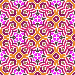 Vector geometric ornament in ethnic style. Seamless pattern with  abstract shapes, repeat tiles. Repeating pattern for decor, textile and fabric.