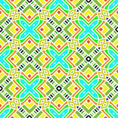 Vector geometric ornament in ethnic style. Seamless pattern with  abstract shapes, repeat tiles. Repeating pattern for decor, textile and fabric.
